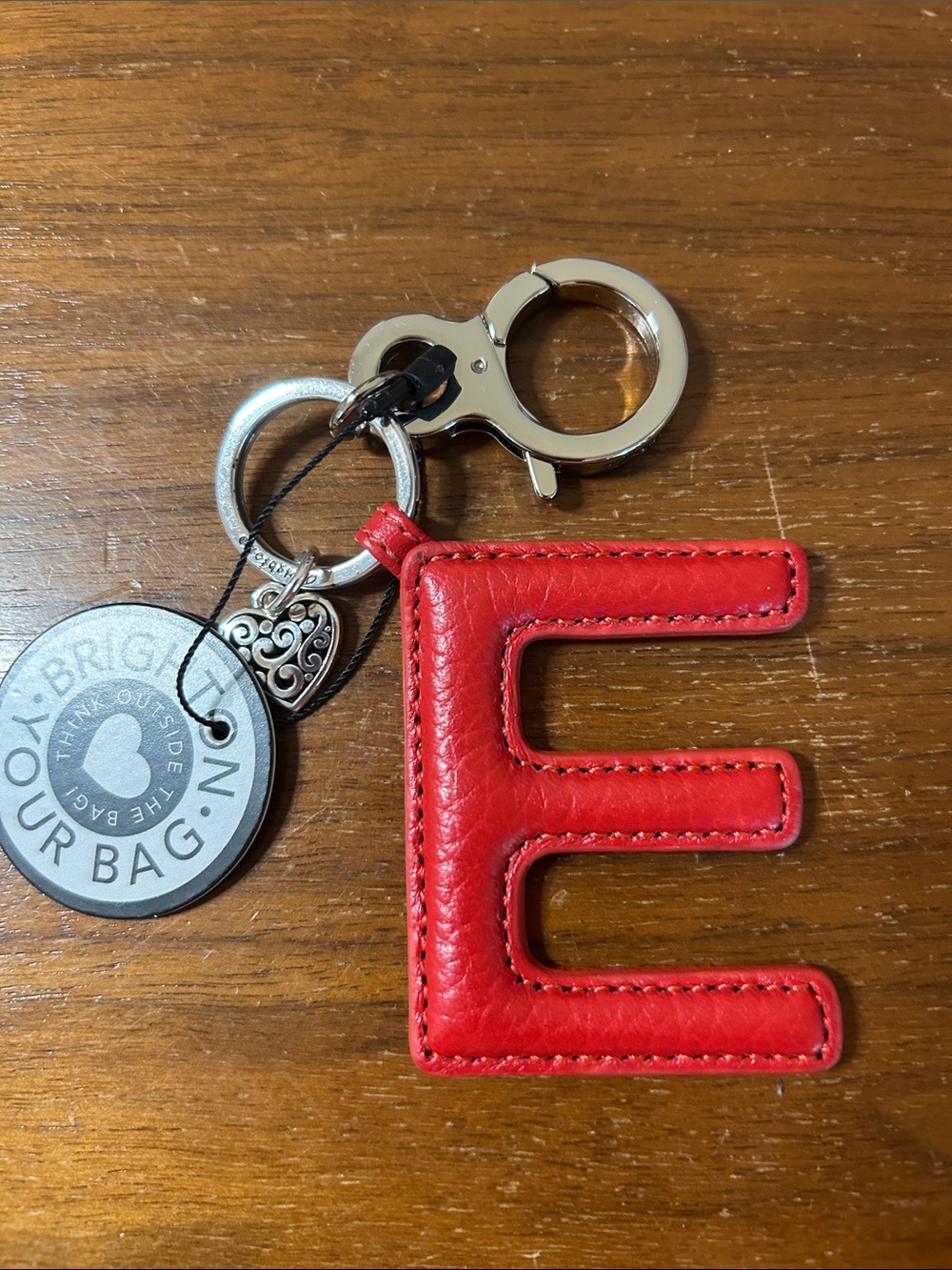 Brighton Red and Pink Letter E Bag Charm